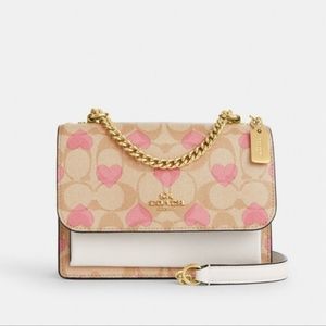 New! Gold/Light Khaki Mini Klare Crossbody In Signature Canvas With Hear…